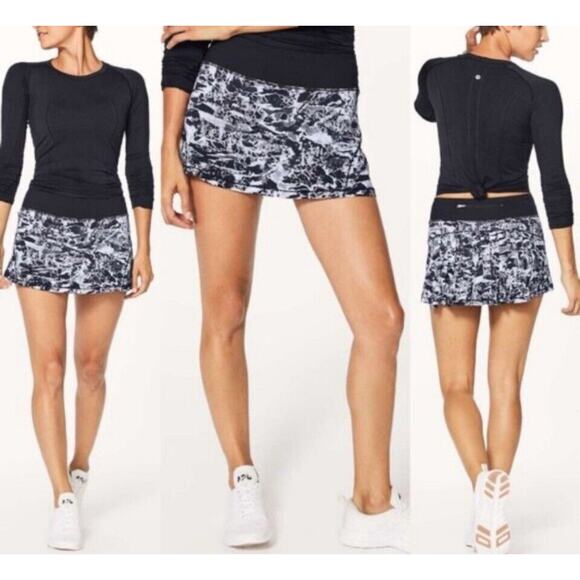 Lululemon Circuit Breaker Skirt II Regular13”Interlaced Alpine White Black Sz 12 - Picture 5 of 14